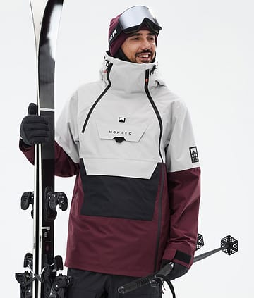 Montec Doom Ski Jacket Light Grey/Black/Burgundy