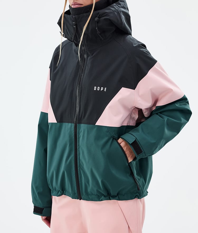 Dope Spartan W Snowboard Jacket Women Sport Black/Soft Pink/Bottle Green Renewed, Image 7 of 8