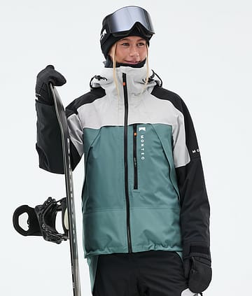 Oracle W Snowboard Jacket Light Grey/Black/Atlantic