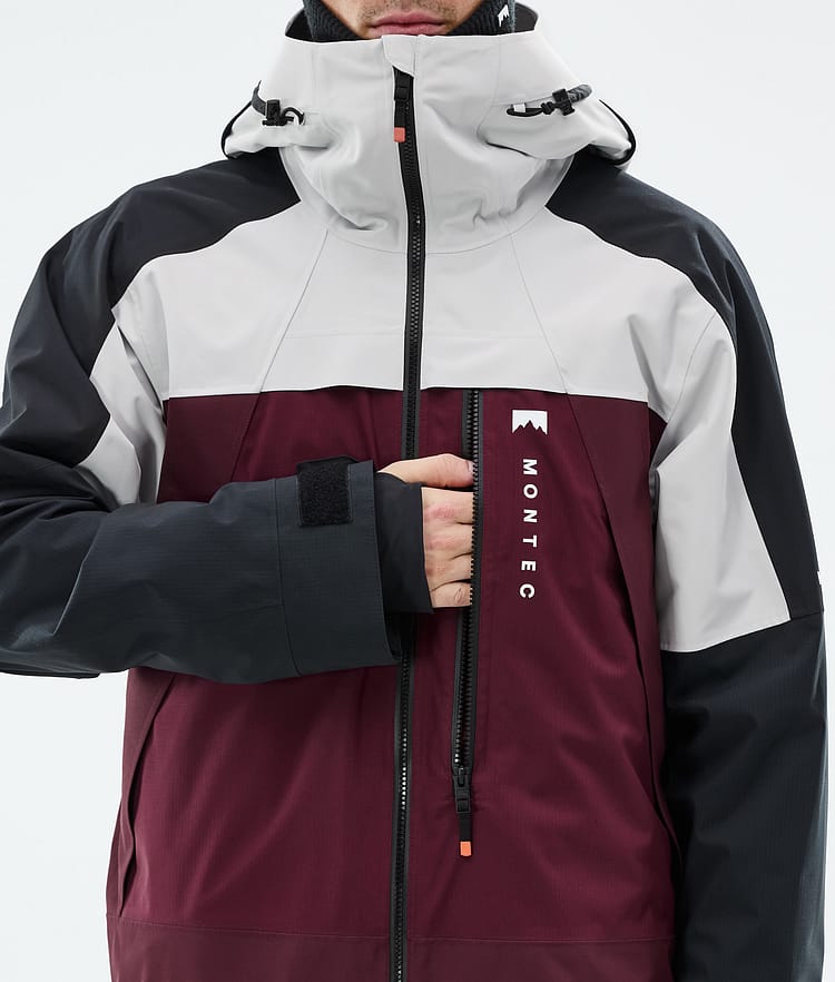 Montec Oracle Snowboard Jacket Men Light Grey/Black/Burgundy, Image 7 of 9