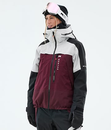 Oracle W Snowboard Jacket Light Grey/Black/Burgundy