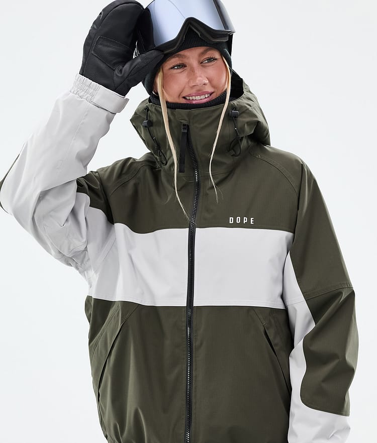 Dope Spartan W Ski jas Dames Stripe Olive Green/Light Grey, Image 2 of 9