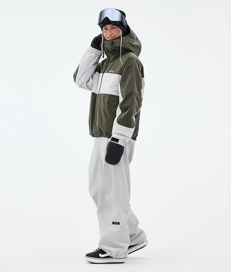 Dope Spartan W Snowboard Jacket Women Stripe Olive Green/Light Grey, Image 4 of 9