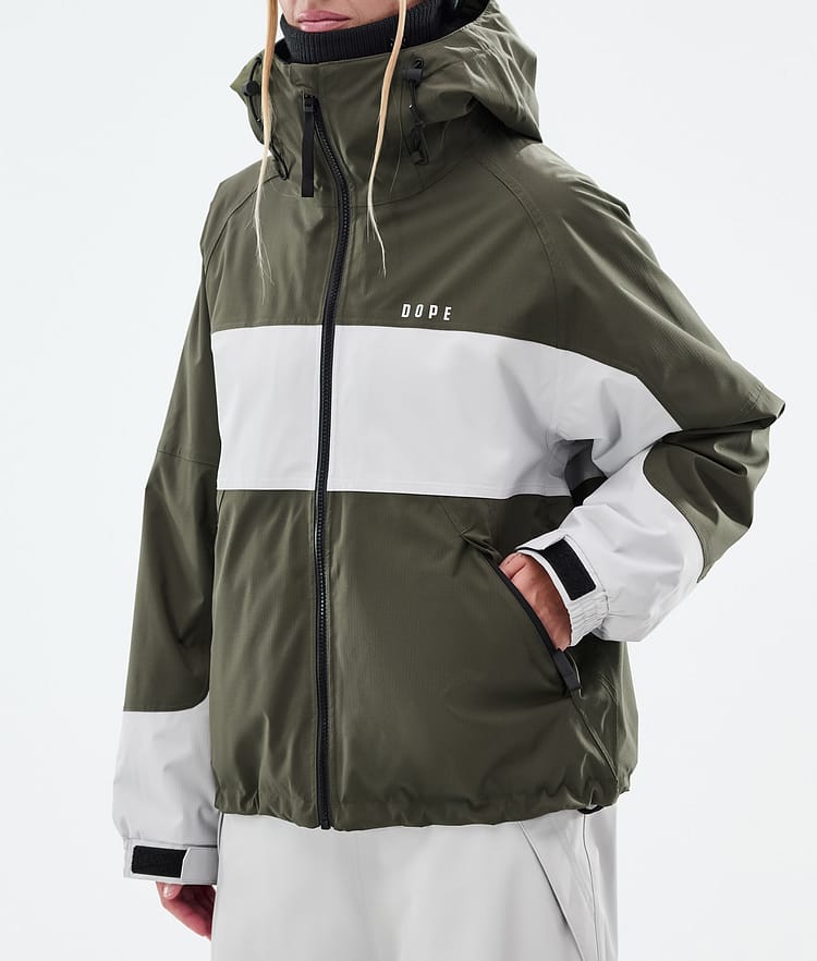 Dope Spartan W Snowboard Jacket Women Stripe Olive Green/Light Grey, Image 8 of 9